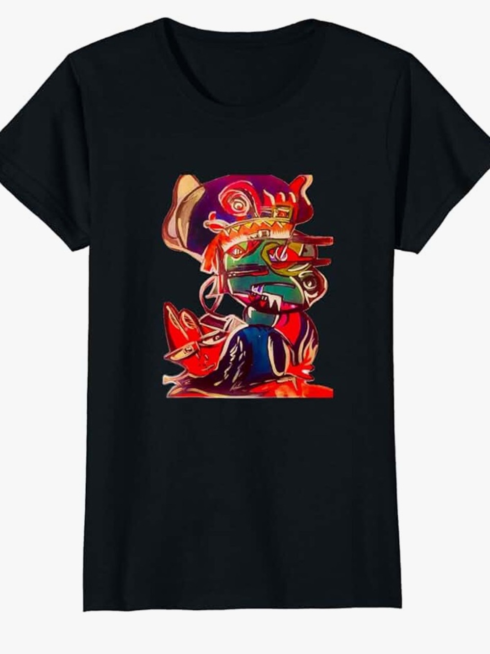 Port and Company Black Short Sleeve Tee with Colorful Abstract Graphic
